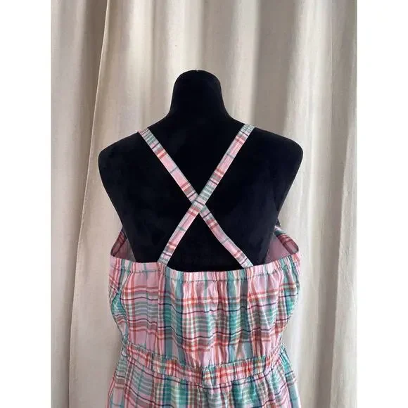 J. Crew Pink & Green Gingham Plaid Cotton Voile ☀️ Dress Cottage Core 🪻Preppy L - Picture 5 of 7